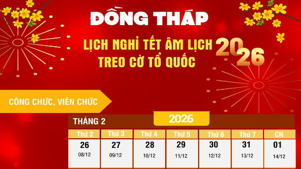 Thông báo thời gian nghỉ Tết Âm lịch và Quốc khánh năm 2026